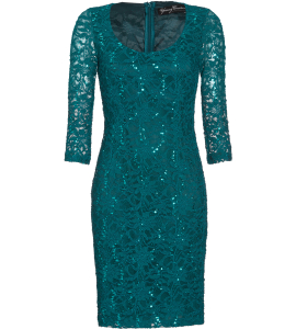 Minikleid aus Spitze mit Pailletten in Türkis