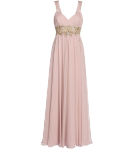 Roséfarbene Robe mit Stickerei