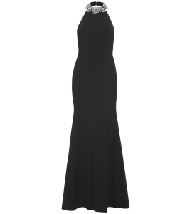 Neckholderkleid mit Schmucksteinen in Schwarz