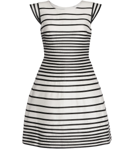 Weißes Cocktailkleid mit schwarzen Streifen