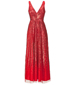 Trägerkleid mit Paillettenverlauf in Rot