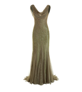 Abendrobe mit Perlenstickerei in Grün
