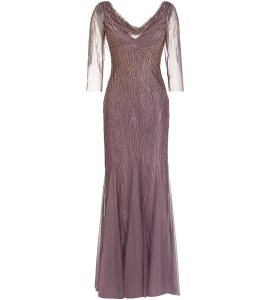 Abendrobe mit Perlenstickerei in Mauve