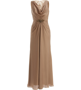 Robe mit transparentem Rückendekolleté in Beige