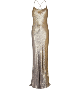 Pailletten-Abendrobe mit Farbverlauf in Silber-Gold