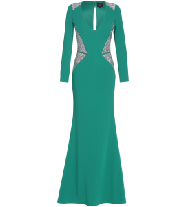 Robe mit edlen Swarovski Applikationen in Grün 