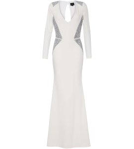 Robe mit edlen Swarovski Applikationen in Weiss 