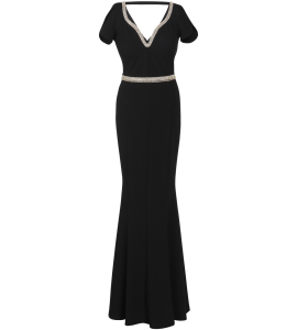 Robe in Schwarz mit Swarovski Bestickung