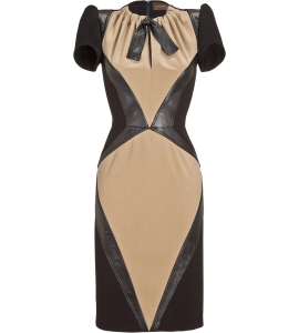 Etuikleid mit Kunstledereinsätzen 