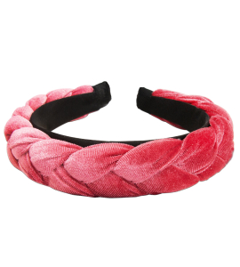 Samt-Haarreif mit Flecht-Optik in Rosa