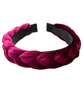Samt-Haarreif mit Flecht-Optik in Bordeaux