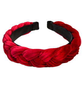 Samt-Haarreif mit Flecht-Optik in Rot