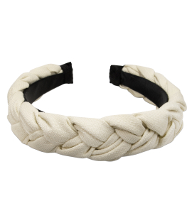 Leinen-Haarreif mit Flecht-Optik in Cremé