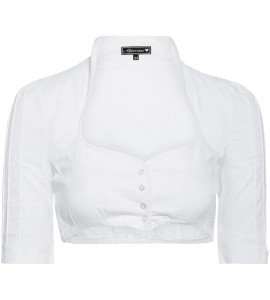 Langarmbluse in Weiss mit Stehkragen