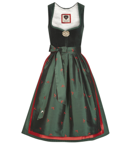 Samtdirndl Elisabeth in Grün mit Hirschschürze