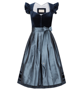 Samtdirndl Melissa mit abnehmbarem Flügelarm in Blau