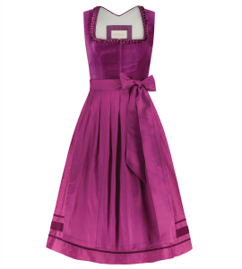 Samtdirndl mit Froschgoscherl in Fuchsia