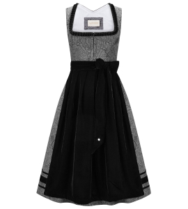Dirndl Carina mit Samtverzierung in Grau-Schwarz