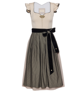 Leinen Dirndl Marie in Schwarz-Beige