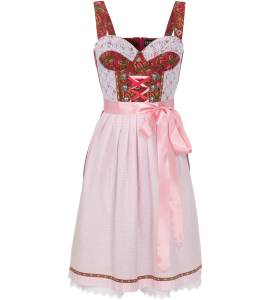 Dirndl in Dunkelrot/Pink mit Karoschürze