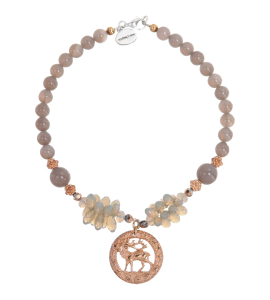 Dirndlkette mit rundem Hirschanhänger in Roségold