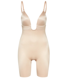 Plunge Low Back Bodysuit in Nude