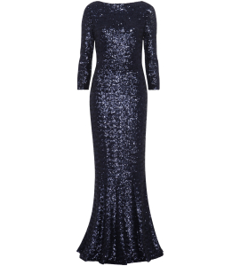 Paillettenrobe in Dunkelblau