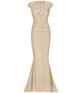 Abendrobe aus Kreppstoff in Gold