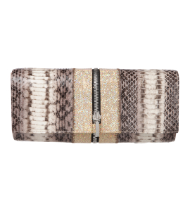 Glitzer-Clutch mit Schlangenprint