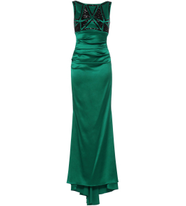 Stretch-Crepe Robe in Emerald
