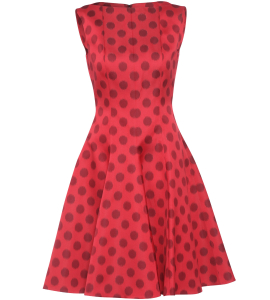 Cocktailkleid mit großen Polka Dots in Rot