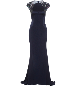 Abendrobe mit Pailletten in Nachtblau