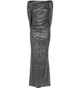 Paillettenkleid in Gruen/Silber mit Cape