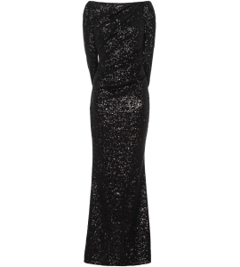 Paillettenkleid in Schwarz mit Cape