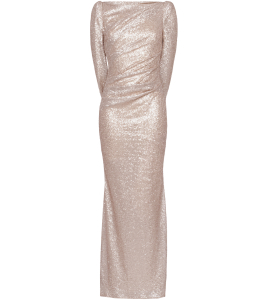 Paillettenkleid in Nude/Gold mit Cape
