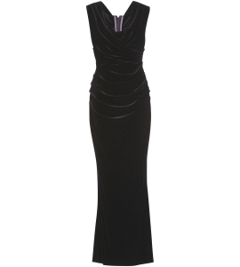 Off-Shoulder Samtkleid in Schwarz