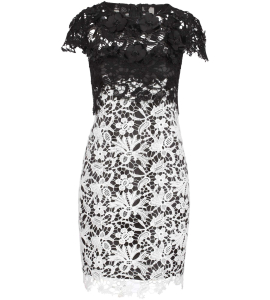 Cocktailkleid aus Spitze in Schwarz/Weiss