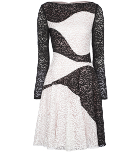 Cocktailkleid aus Spitze in Schwarz-Weiss