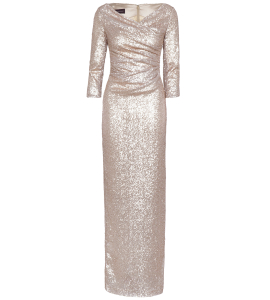 Paillettenkleid mit langem Arm in Gold