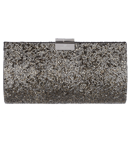 Clutch aus Crystal Rocks in Schwarz/Silber