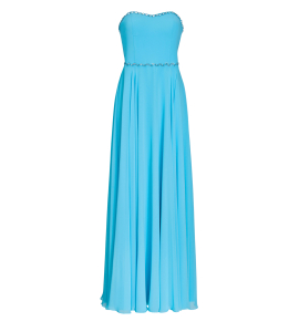 Korsagenkleid mit Kristallen in Hellblau