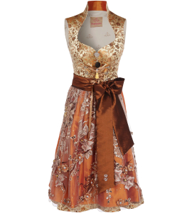 Dirndl mit japanischen Muster in Goldbraun