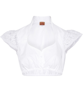 Bluse mit Spitzenärmel in Weiss