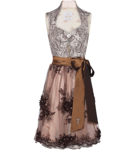 Brokatdirndl in Beige/Braun