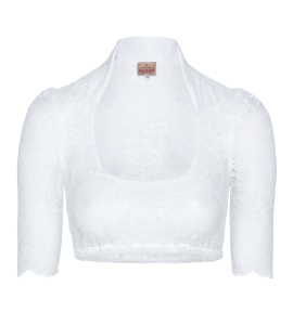 Spitzen-Dirndlbluse mit Stehkragen in Weiss