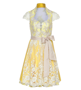 Dirndl mit Spitzenrücken in Gelb