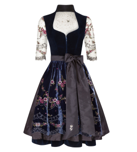 Samtdirndl in Nachtblau mit transparentem Rücken