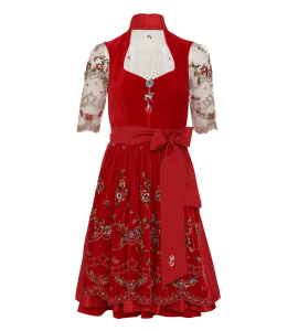 Samtdirndl in Rot mit transparentem Rücken