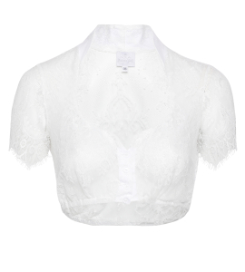 Stehkragenbluse aus weißer Spitze