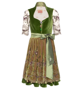 Samtdirndl in Gruen mit geschlossenem Rücken